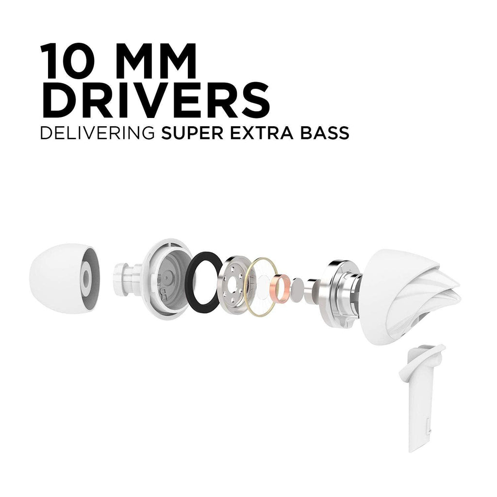 boAt BassHeads 100 in-Ear Wired Headphones with Mic (White)