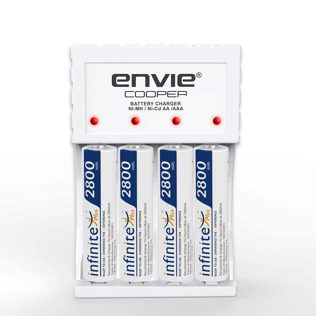 ENVIE® (ECR 20 MC+4xAA2800) Standard Rechargeable Battery Charger for AA & AAA Ni-mh/Ni-Cd with Batteries