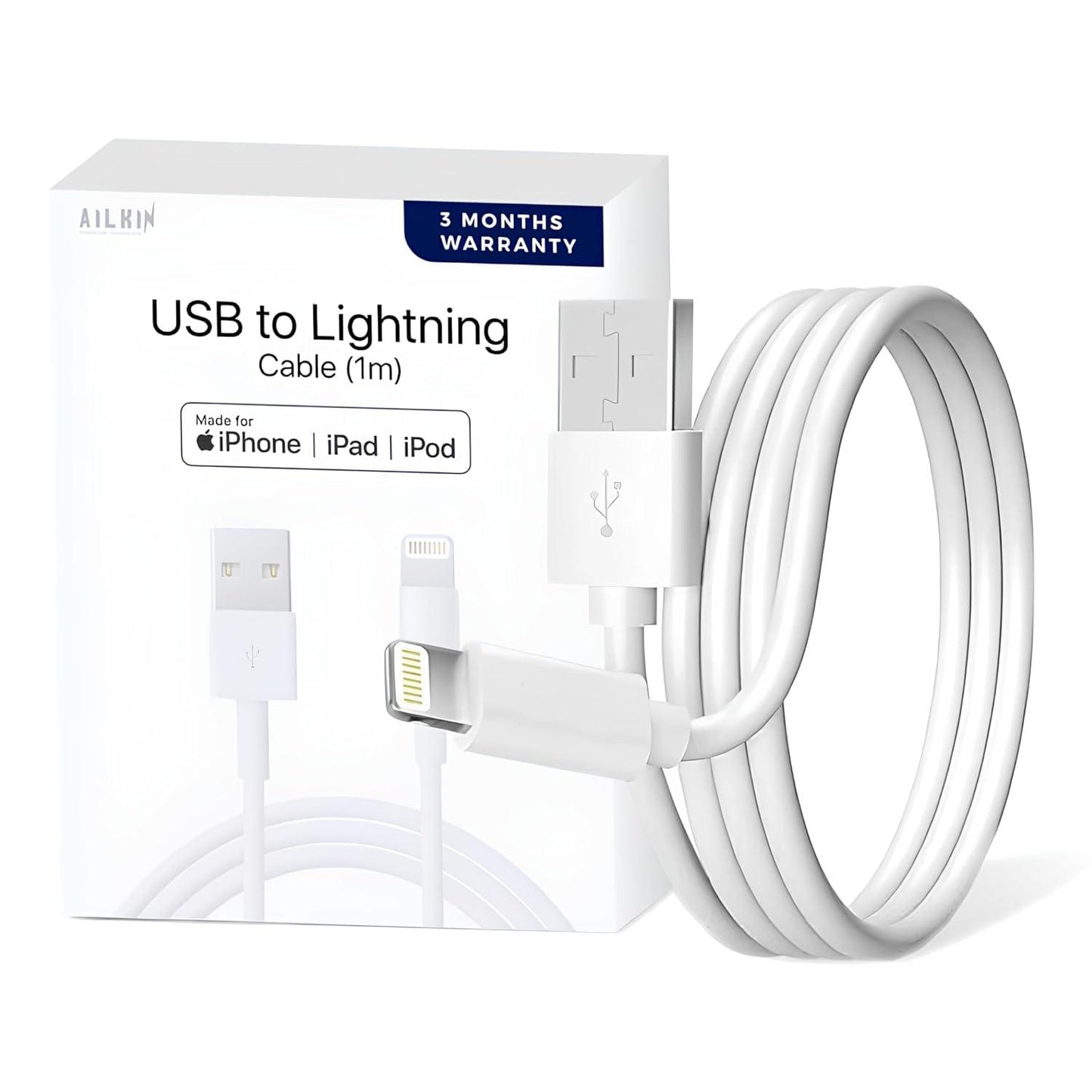 USB to Lightning Cable 1M [Apple MFi Certified] iPhone Fast Charger Cable USB Power Delivery Charging Cord for iPhone 14/13/12/12 PRO Max/12 Mini/11/11PRO/XS/Max/XR/X/iPad (Pack of 1)