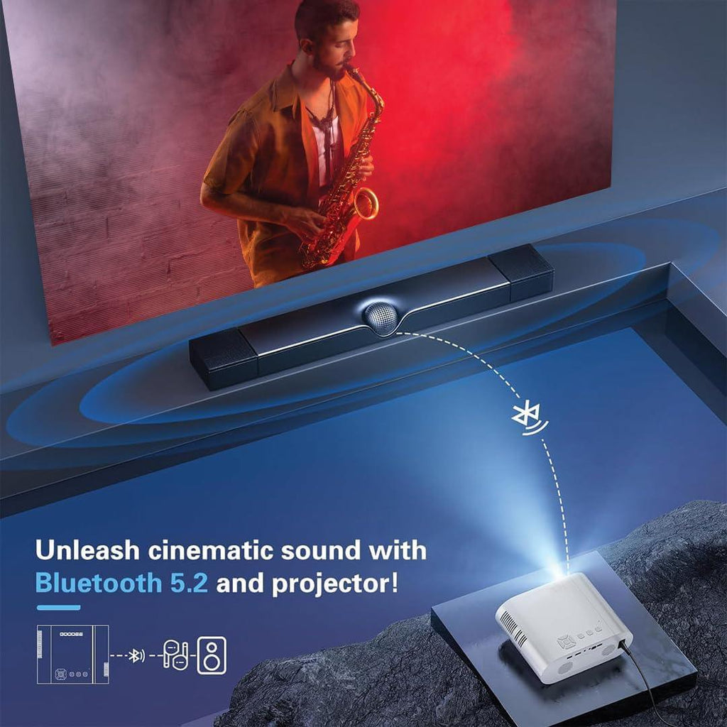 HINISO Mini Projector for Home 4K Support - Wireless | 9K Lumens, 5G WiFi, Bluetooth, & Native 1080p | Android 9.0 Portable Projector with Fully Sealed Technology - Built-in Speakers & Cooling System