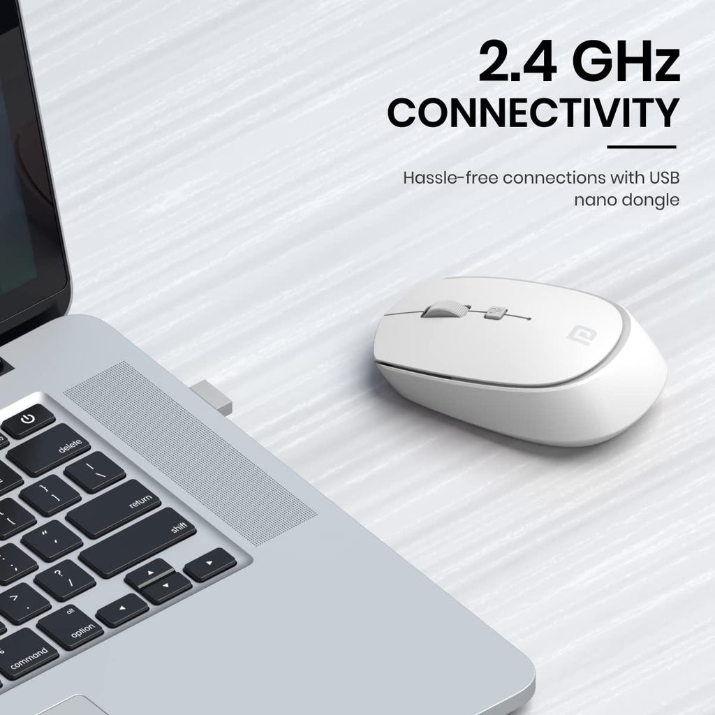 Portronics Toad 23 Wireless Optical Mouse with 2.4GHz, USB Nano Dongle, Optical Orientation, Click Wheel, Adjustable DPI(White)