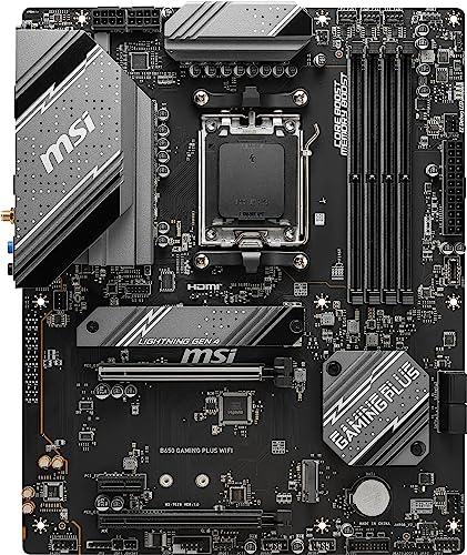 MSI B650 Gaming Plus WiFi Gaming Motherboard (AMD AM5, ATX, DDR5, PCIe 4.0, M.2, SATA 6Gb/s, USB 3.2 Gen 2, HDMI/DP, Wi-Fi 6E, Bluetooth 5.3, AMD Ryzen 7000 Series Desktop Processors)