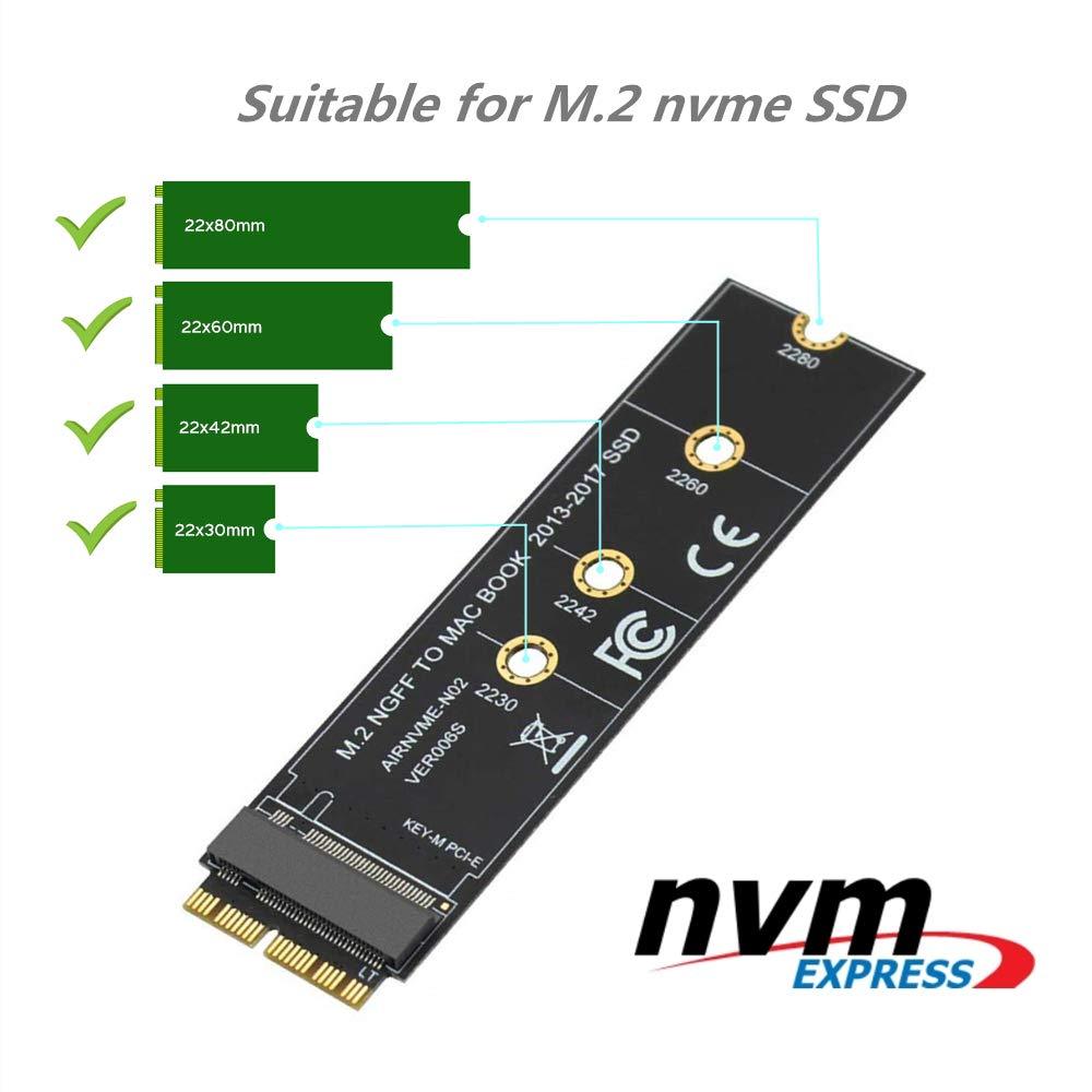 MHQJRH M.2 NVME SSD Convert Adapter Card for Upgrade MacBook Air (2013-2017)