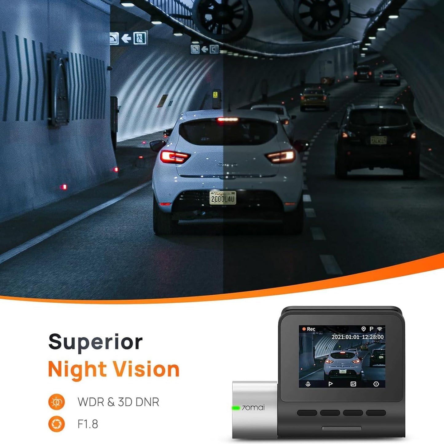 70mai Pro Plus+ A500S Dual Channel Car Dash Cam, 2.7K, 5MP IMX335 Sensor, ADAS, Built-in GPS Logger, Route Recorder, App Playback & Share, Optional Parking Monitoring - Triveni World