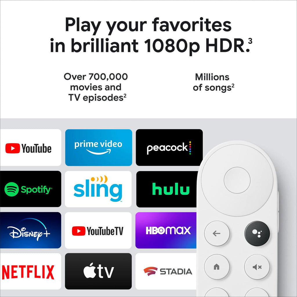 Chromecast with Google TV (HD) - Streaming Stick Entertainment on Your TV with Voice Search - Watch Movies, Shows, and Live TV in 1080p HD - Snow