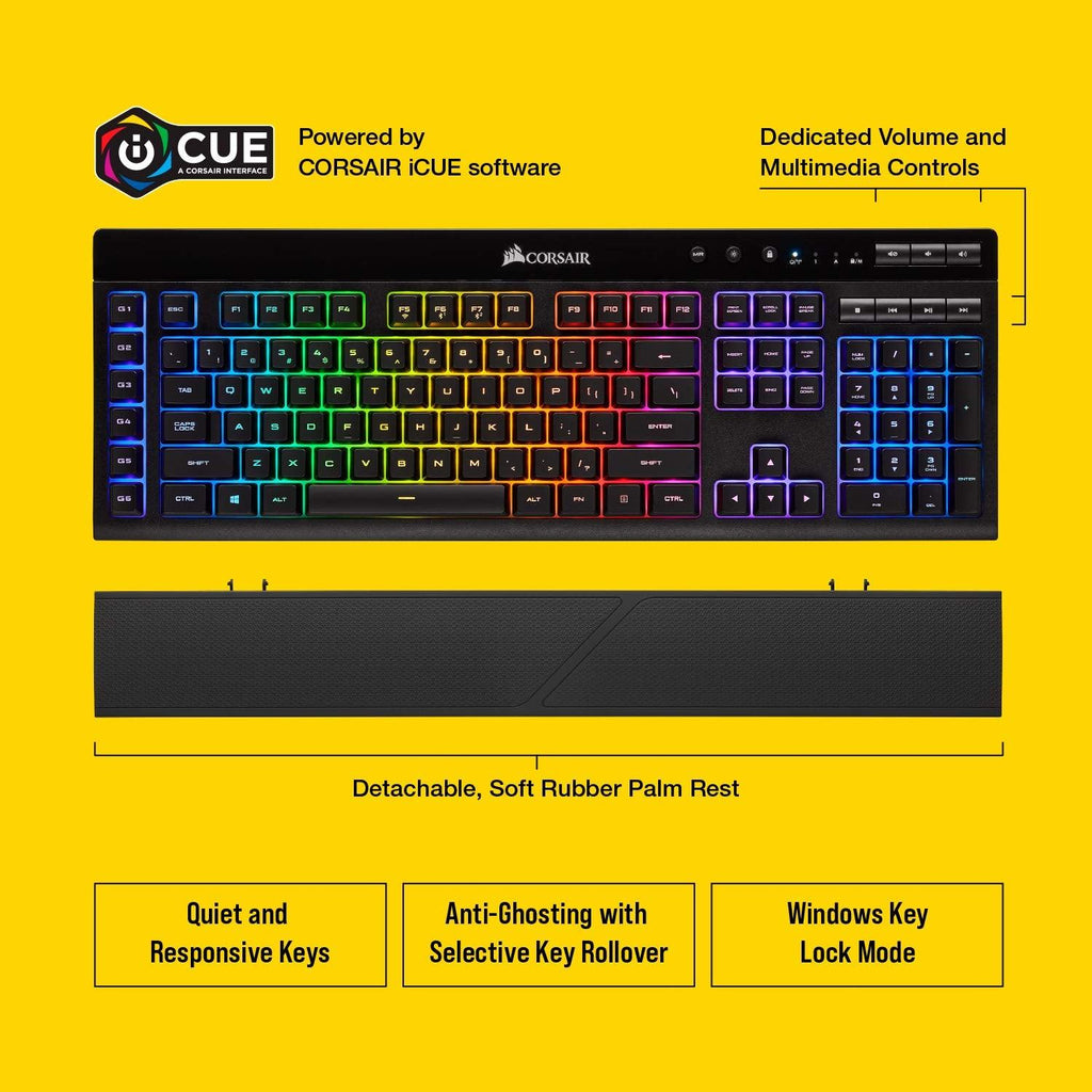 Corsair K57 RGB Wireless Gaming Keyboard with Slipstream Wireless Technology, Backlit RGB LED, Black