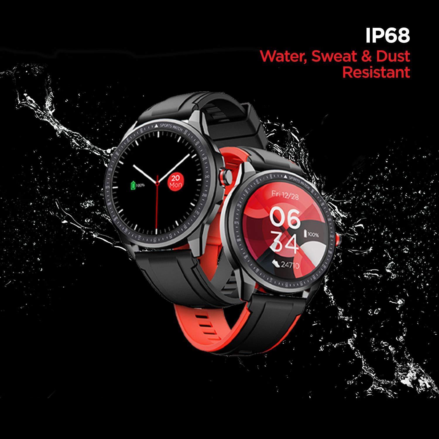 boAt Flash Edition Smart Watch with Activity Tracker,Multiple Sports Modes,Full Touch 3.30 cm (1.3") Screen,Gesture, Sleep Monitor,Camera & Music Control,IP68 Dust,Sweat & Splash Resistance(Moon Red) - Triveni World