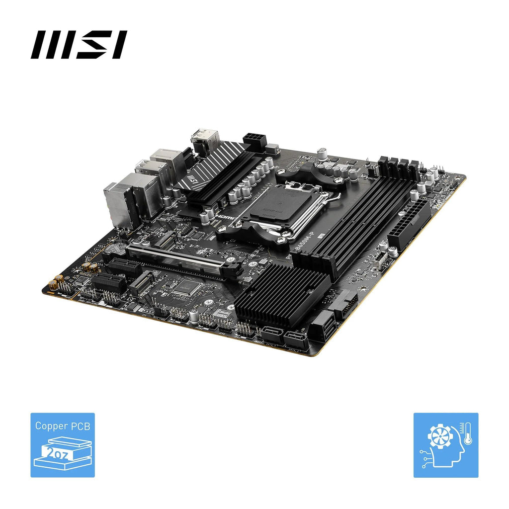 MSI PRO B650M-P Motherboard, Micro-ATX - Supports AMD Ryzen 7000 Series Processors, AM5 - DDR5 Memory Boost 6000+MHz/OC, 1 x PCIe 4.0 x16, 2 x M.2 Gen4, 2.5G LAN