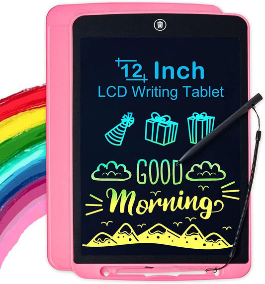 Tvara 12 Inch LCD Writing Tablet with Stylus Pen, Electronic Colorful Screen Magic Slate Doodle Drawing Board Pad Scribbler Educational Learning Tool Birthday Gifts Girls Boys Kids - Random Color