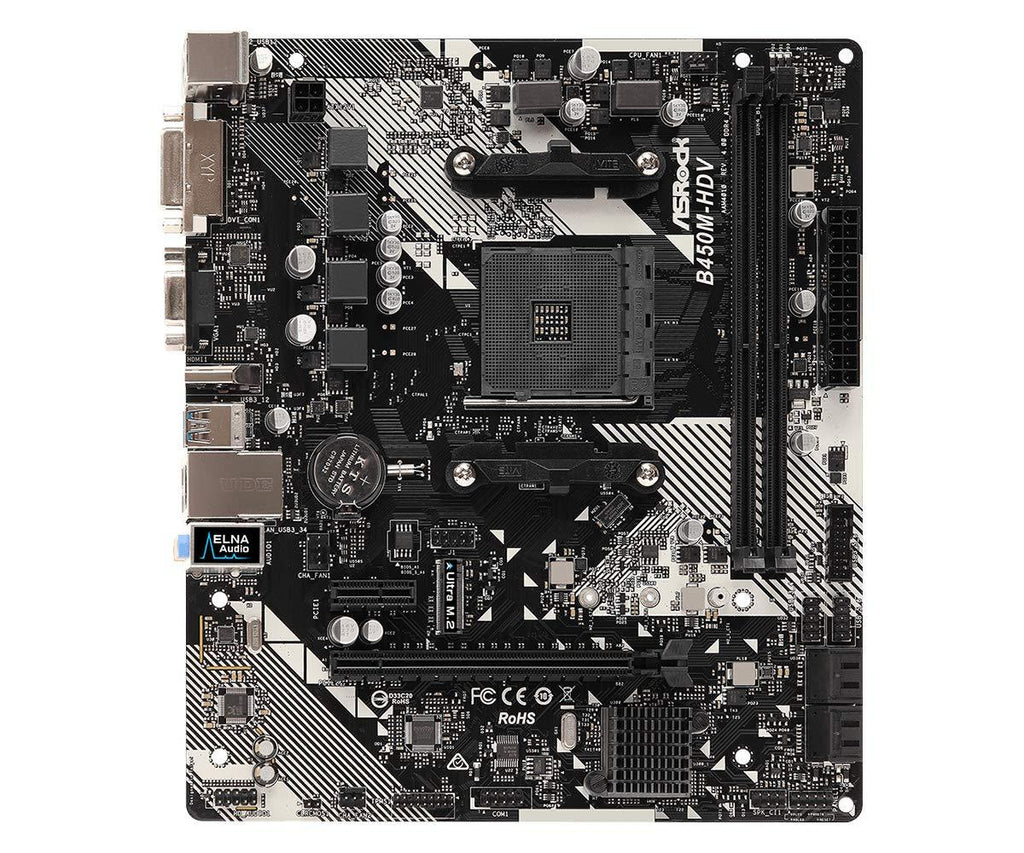 ASRock B450M-Hdv R4.0 Socket Am4/ Amd Promontory B450/ Ddr4/ Sata3&Usb3.1/ M.2/ A&Gbe/Microatx Motherboard