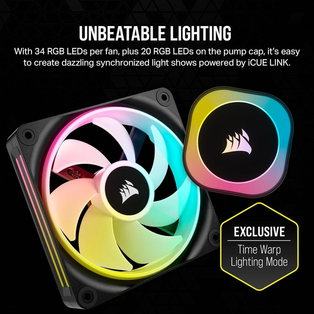 CORSAIR iCUE Link H150i RGB Liquid CPU Cooler - 360mm AIO - QX120 RGB Fans - Fits Intel LGA 1700, AMD® AM5 - iCUE Link System Hub Included - Black