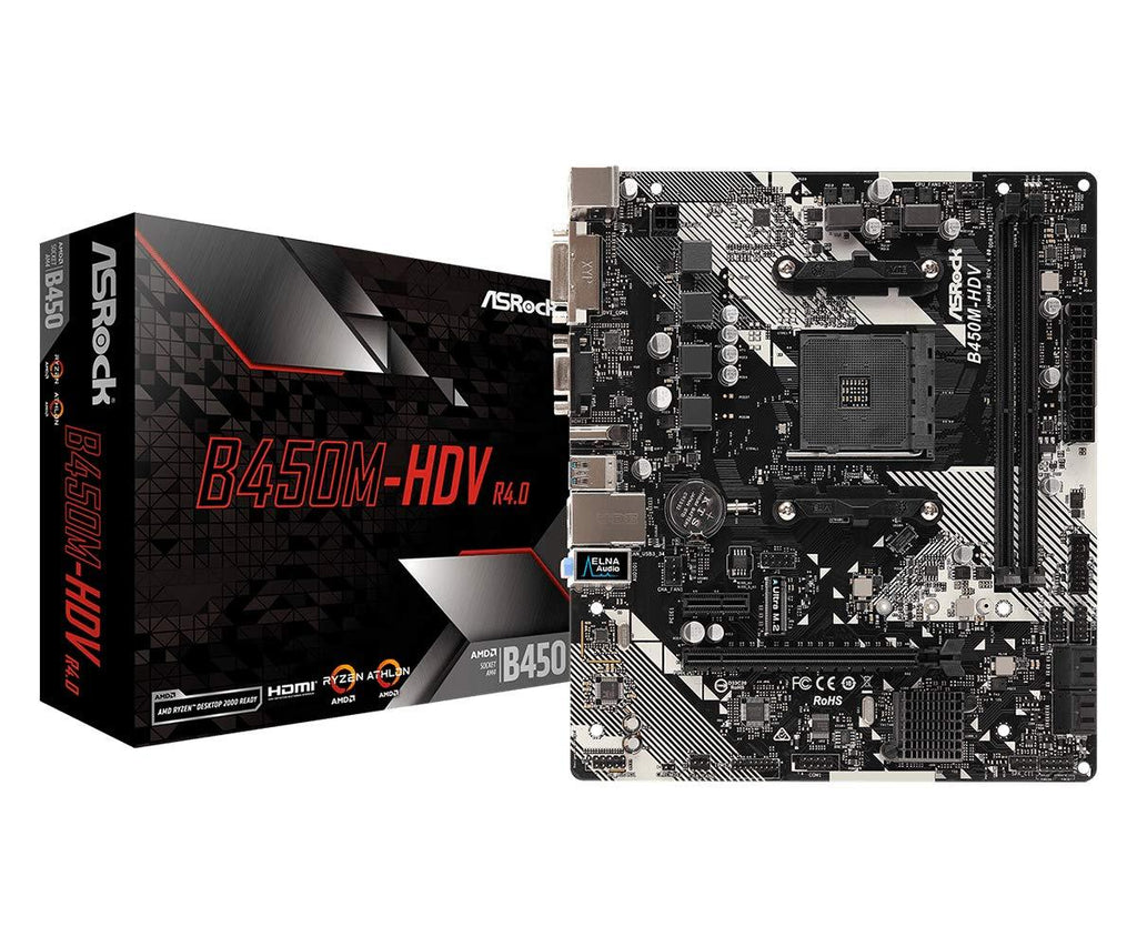 ASRock B450M-Hdv R4.0 Socket Am4/ Amd Promontory B450/ Ddr4/ Sata3&Usb3.1/ M.2/ A&Gbe/Microatx Motherboard