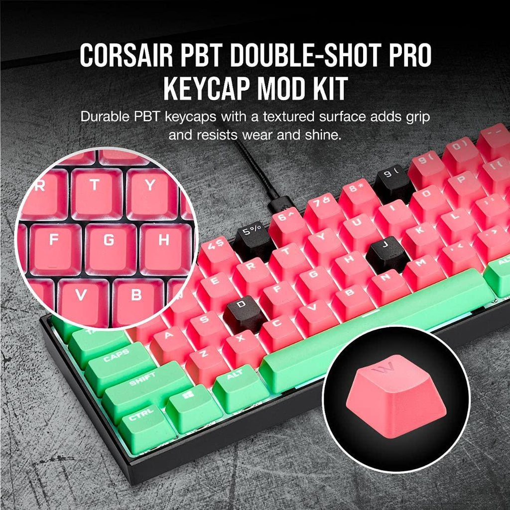 Corsair PBT Double-Shot PRO Keycap Mod Kit – Double-Shot PBT Keycaps – Rogue Pink – Standard Bottom Row – Textured Surface – 1.5mm-Thick Walls – O-Ring Dampeners (CH-9911070-NA)