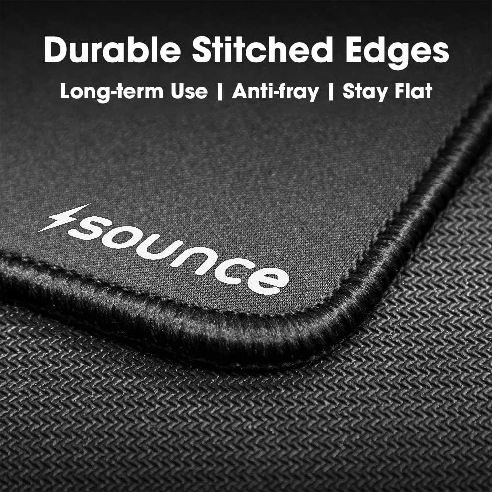 Sounce Mouse Pad Speed Type Mouse Pad with Antifray Stitched Embroidery Edges, Non-Slip Rubber Base Mousepad for Laptop PC (260mm x 210mm x 2mm) (Black)