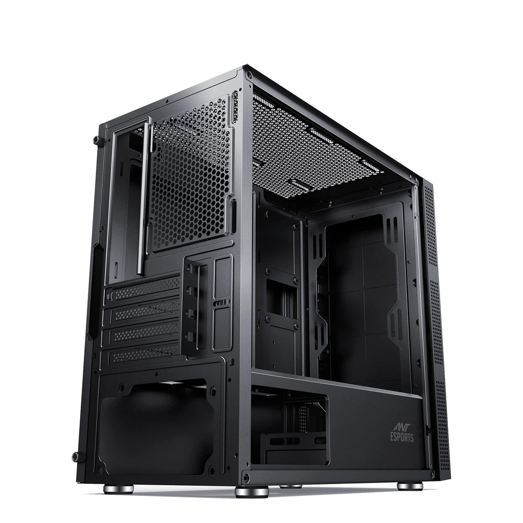 Ant Esports Elite 1000 PS Mid-Tower Computer Case/Gaming Cabinet - Black | Supports M-ATX, ITX with Pre-Installed 1 x 120mm Black Rear Fan