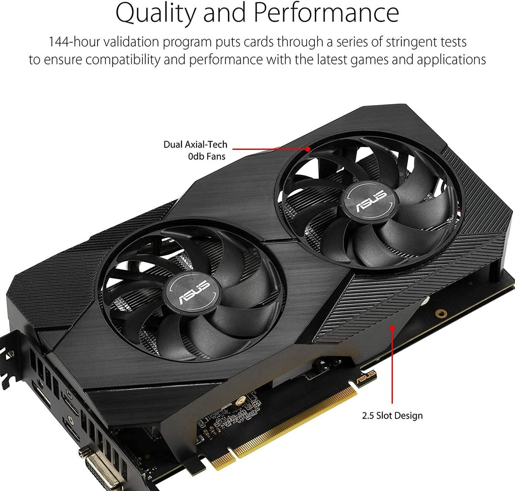 ASUS 6 GB pci_e_x16 GeForce RTX 2060 Overclocked 6G GDDR6 Dual-Fan EVO Edition VR Ready HDMI DisplayPort DVI Graphics Card (DUAL-RTX2060-O6G-EVO)