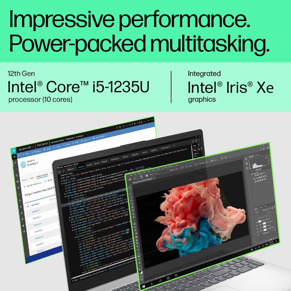 HP 15s 12th Gen Intel Core i5 1235U, 15.6-inch(39.6 cm) FHD, Anti-Glare Laptop (8GB/512 GB/Intel Iris Xᵉ Graphics/Win 11/Dual Speakers/Backlit KB/ 1.69kg/Natural Silver, 15s-fr5010TU