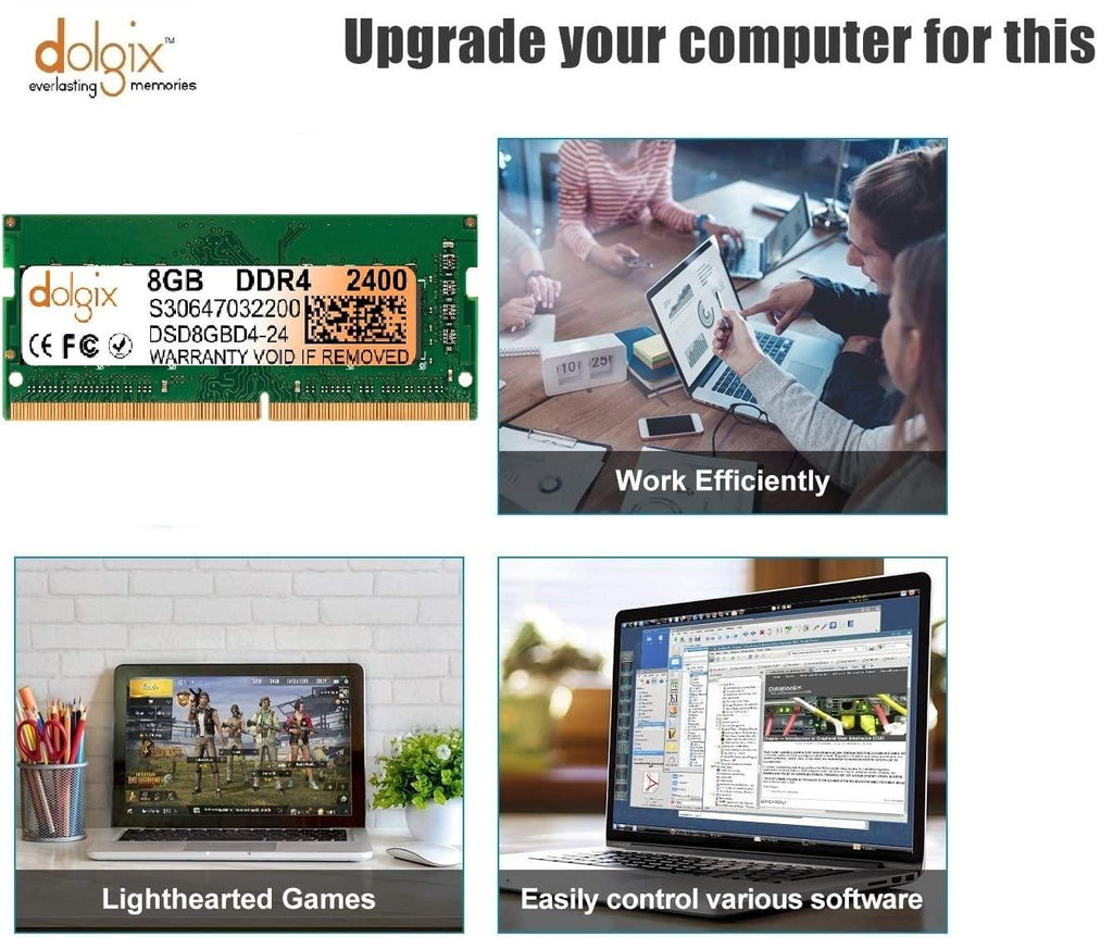 Dolgix 8GB DDR4 RAM | 2400MHz RAM | Laptop/Notebook RAM | CL-17 | Laptop-Memory | SO-DIMM | PC4-19200 |1Rx8 Single Rank | 3- Year Warranty -(Made in India)