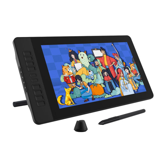 Drawing Tablet with Screen GAOMON PD1561 Drawing Monitor Art Tablet with Adjustable Stand, 10 Shortcut Keys, Tilt Support, Battery-Free Pen, 15.6-inch Graphics Tablet for Mac, Windows PC