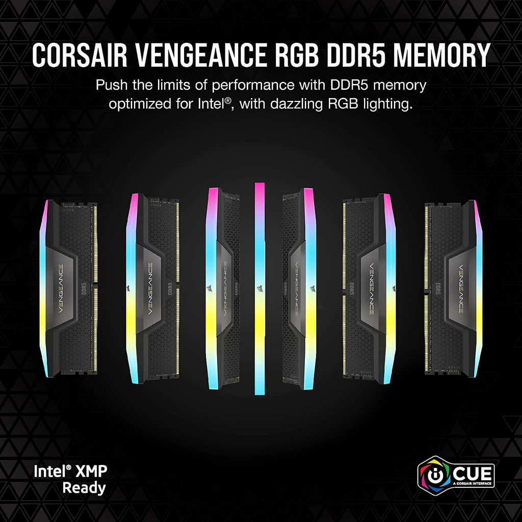 CORSAIR VENGEANCE RGB DDR5 RAM 32GB (2x16GB) 6400MHz CL36 Intel XMP iCUE Compatible Computer Memory - Black (CMH32GX5M2B6400C36)