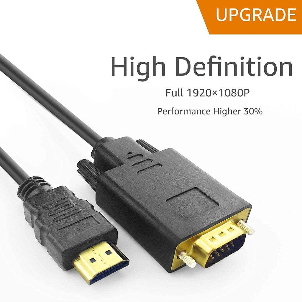 HDMI to VGA, PeoTRIOL Active HDMI Male to VGA Male M/M Video Converter Adapter Cable Cord Support Full 1080P from HDMI Port PC Laptop HDTV to D-SUB HD 15 Pin VGA Monitors Projector-6ft/1.8M