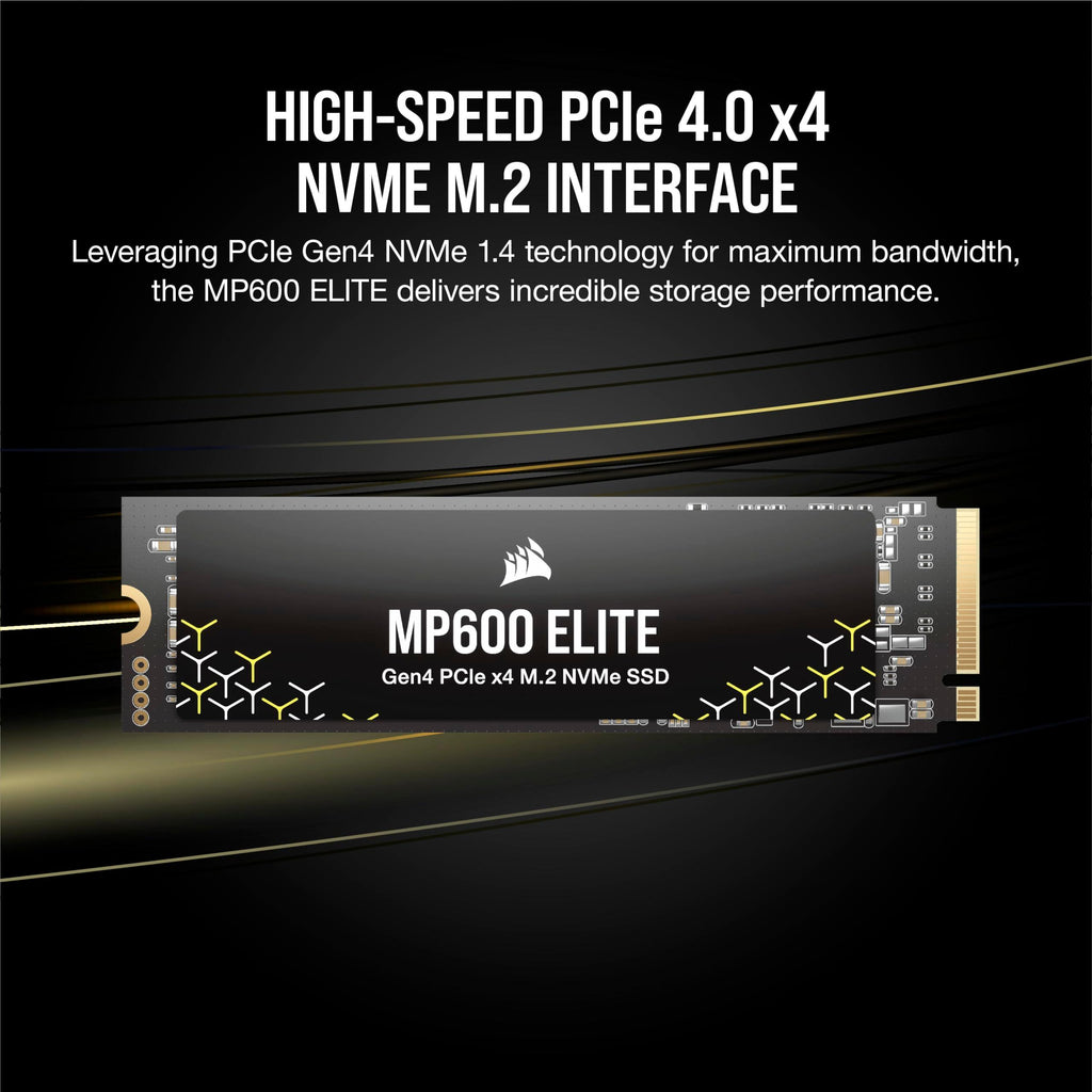 Corsair MP600 Elite 2TB PCIe Gen4 x4 NVMe M.2 SSD -Upto 7000 MB/s - High-Density 3D TLC NAND - M.2 2280