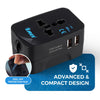 Orei Universal Travel Adapter - 3 in 1 Worldwide Travel Adapter with Dual USB - Universal Socket with 2X USB-A 2.4A - Travel Adapter for US, Europe & More - 3 Year Warranty