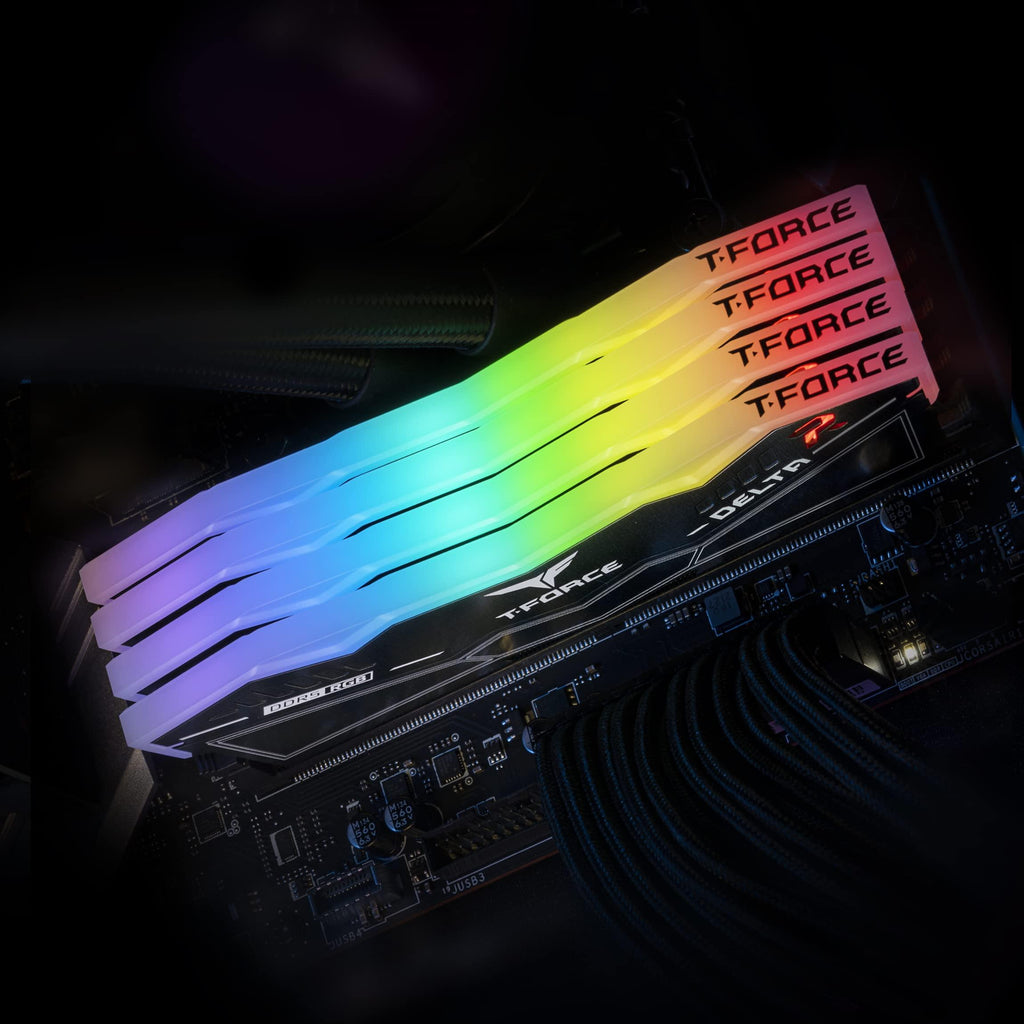 TEAMGROUP T-Force Delta RGB DDR5 Black 32GB Kit (16GBx2) 6000MHz (PC5-48000) CL38 Desktop Gaming Memory Module Ram - FF3D532G6000HC38ADC01