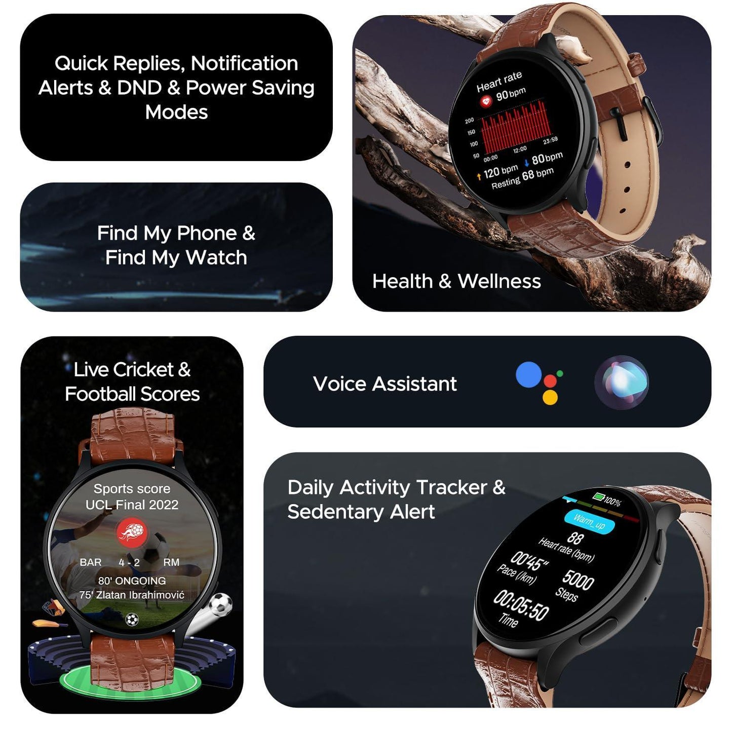 boAt Lunar Orb with 1.45" AMOLED Display, BT Calling, DIY Watch Face Studio, Coins, Crest App Health Ecosystem, Live Cricket & Football Scores, IP67, Smart Watch for Men & Women(Brown Leather) - Triveni World