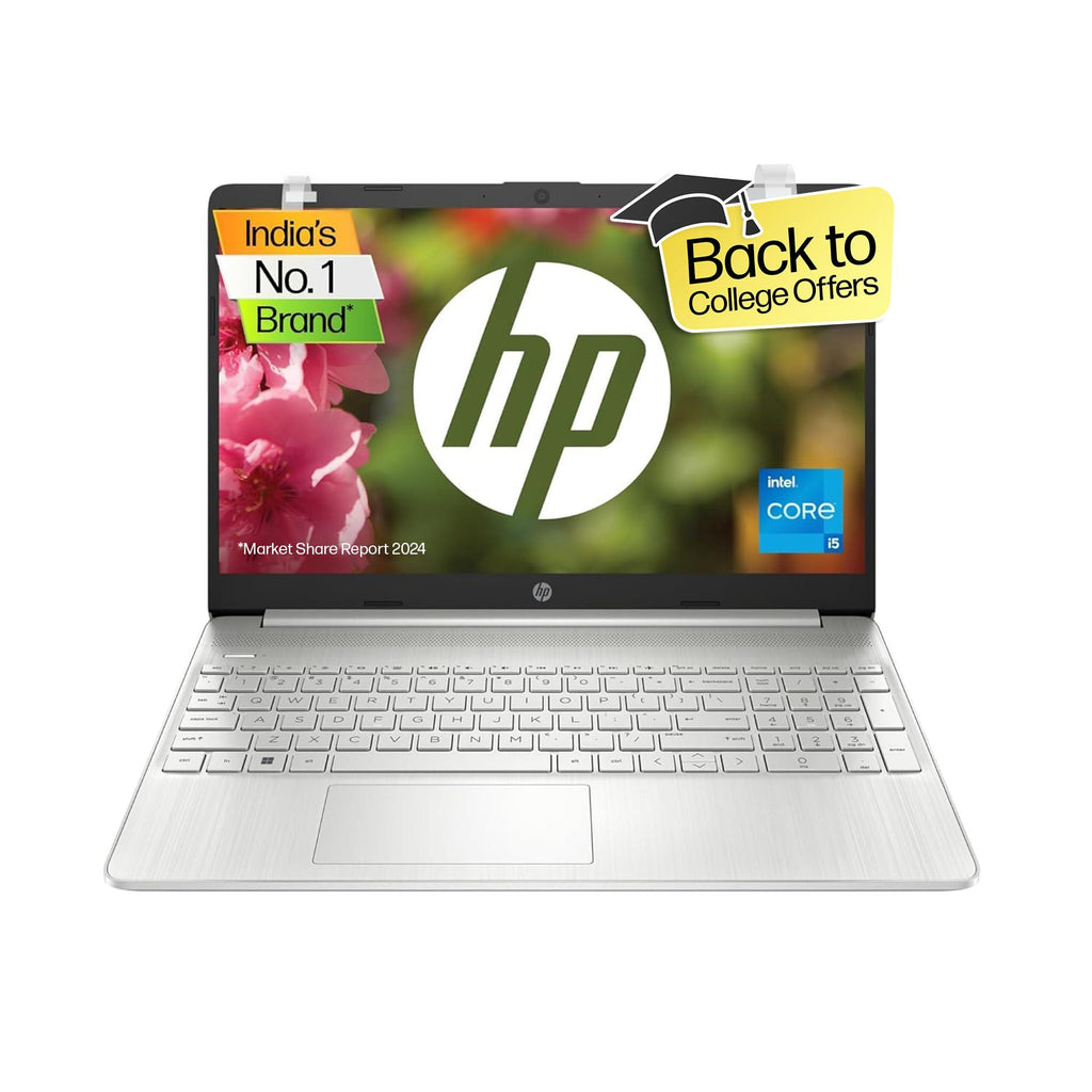 HP 15s 12th Gen Intel Core i5 1235U, 15.6-inch(39.6 cm) FHD, Anti-Glare Laptop (8GB/512 GB/Intel Iris Xᵉ Graphics/Win 11/Dual Speakers/Backlit KB/ 1.69kg/Natural Silver, 15s-fr5010TU