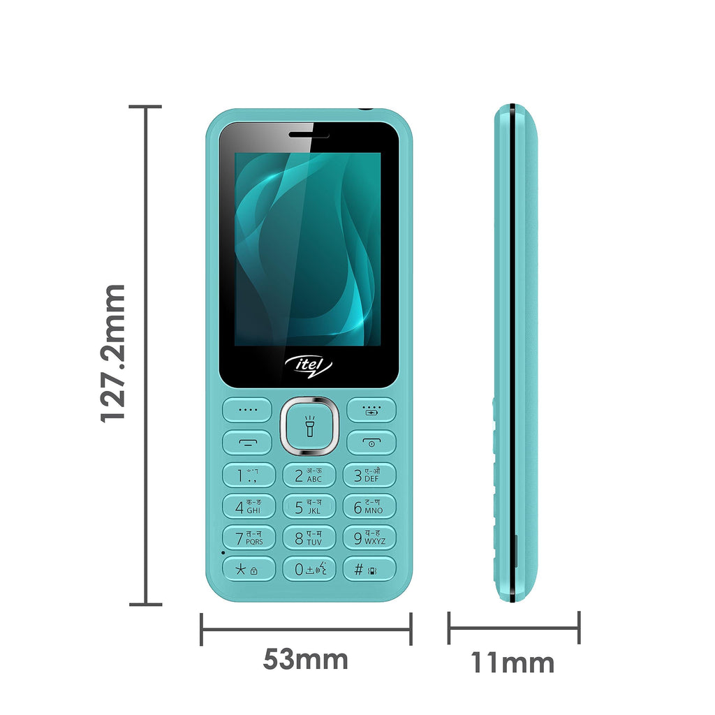 itel it5027 Keypad Mobile Phone with 2.4 inch Display Size |11mm Slim Body| 1200 mAh Battery| King Voice | Light Green