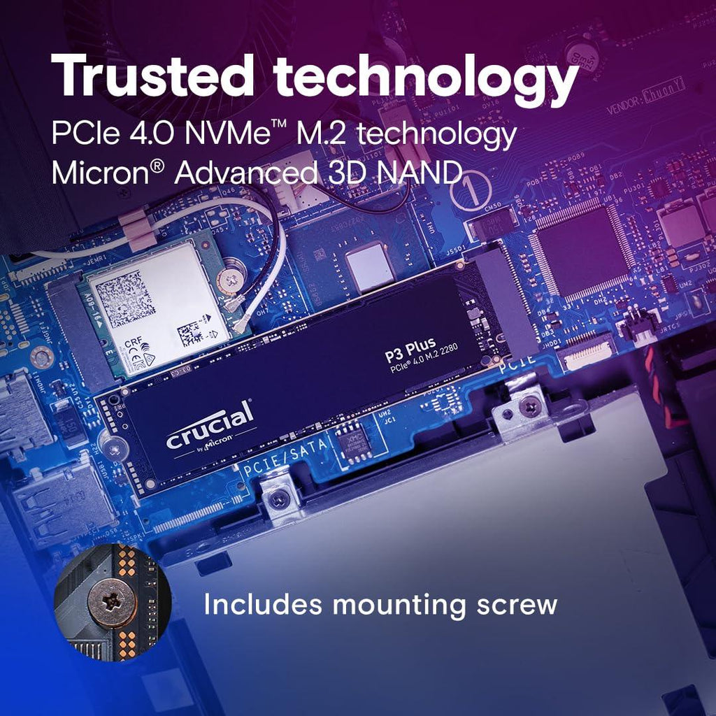 Crucial P3 Plus 4TB PCIe 4.0 3D NAND NVMe M.2 SSD, up to 4800MB/s - CT4000P3PSSD8