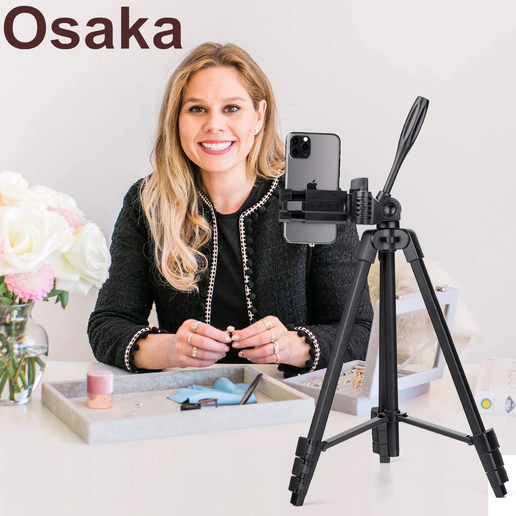 Osaka OS 550 Tripod 55 Inches (140 cm) with Mobile Holder and Carry Case for Smartphone & DSLR Camera Portable Lightweight Aluminium Tripod