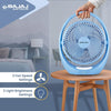 Bajaj Pygmy Go 178 mm Mini Fan with LED Lighting| Rechargeable Fan| USB Charging Fan| 4-hours Battery Backup| 3 Fan Speed| 2-Light Brightness Setting| High Speed Table Fan| Blue Portable Fan