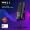 Elgato Wave:3 Premium USB Condenser Unidirectional Microphone and Digital Mixing Solution, Anti-Clipping Technology, Capacitive Mute, Streaming and Podcasting, (10MAB9901, Black)