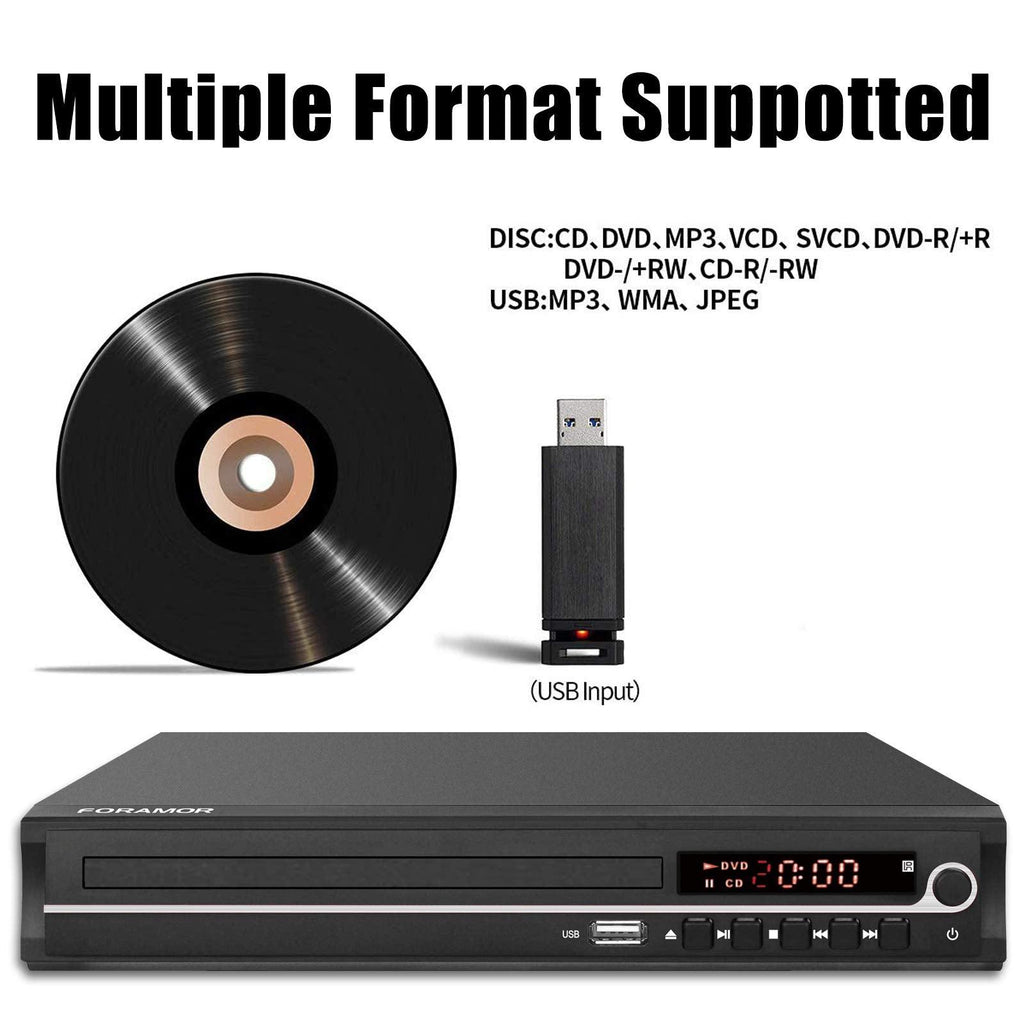 DVD Player,Foramor HDMI DVD Player for TV Support 1080P Full HD with HDMI Cable Remote Control USB Input Region Free HDMI Home DVD Players