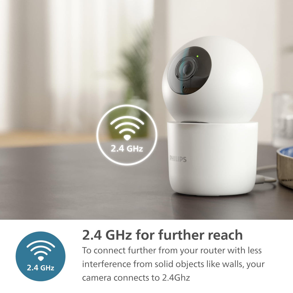 PHILIPS 3MP Wi-Fi Indoor 360 Degree Security Camera | CCTV for Home | 2K(1296p) Resolution, Pan Tilt Zoom, 2-Way Talk, Motion & Sound Detection | HSP3500 White