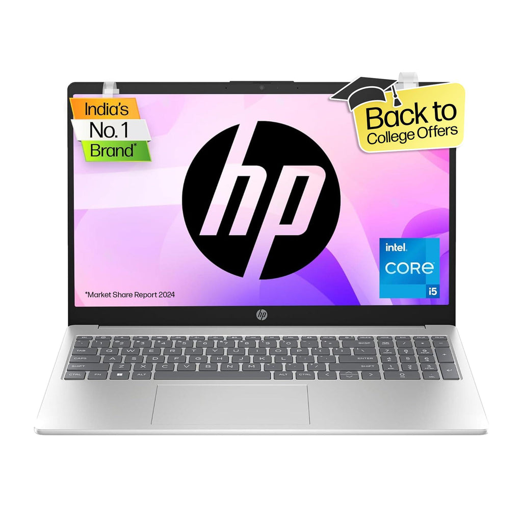 HP Laptop 15, 13th Gen Intel Core i5-1334U, 15.6-inch (39.6 cm), FHD, 16GB DDR4, 512GB SSD, Intel Iris Xe graphics, Backlit KB, MSO, Dual speakers (Win 11, Silver, 1.59 kg), fd0221TU