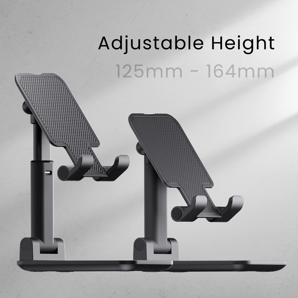 Ambrane Mobile Holding Tabletop Stand, 0-135 Perfect View, Height Adjustment, Wide Compatibility, Multipurpose, Anti-Skid Design (Twistand, Black)