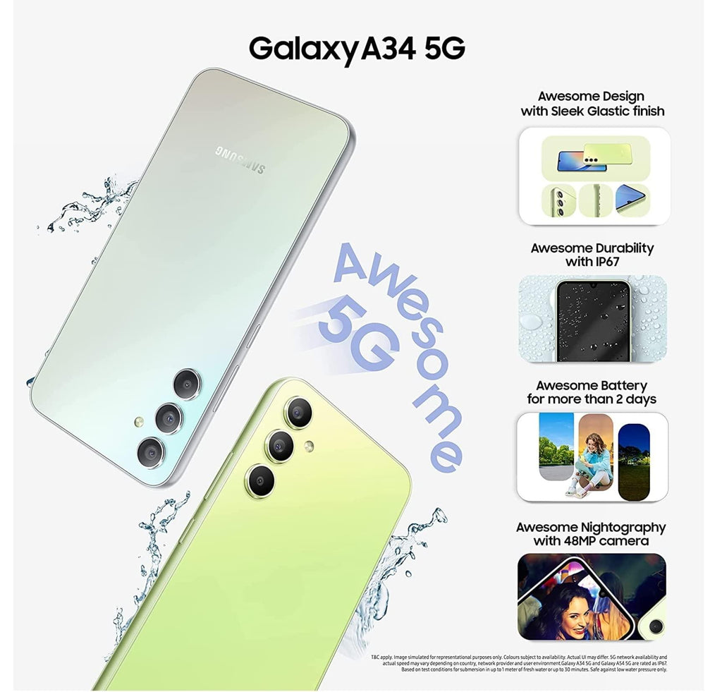 Samsung Galaxy A34 5G (Awesome Lime, 8GB, 128GB Storage) Without Offer