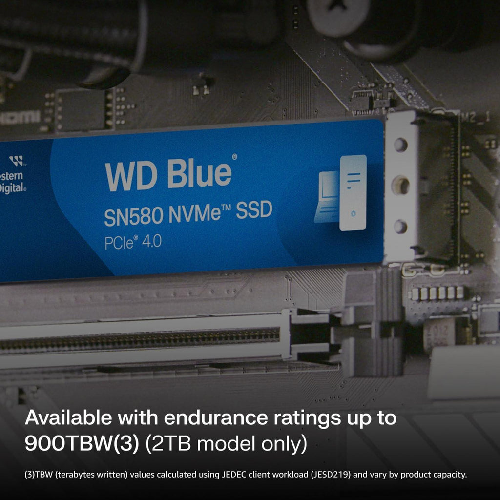 Western Digital WD Blue SN580 NVMe 2TB, Upto 4150MB/s, 5 Y Warranty, PCIe Gen 4 NVMe M.2 (2280), Internal Solid State Drive (SSD) (WDS200T3B0E)