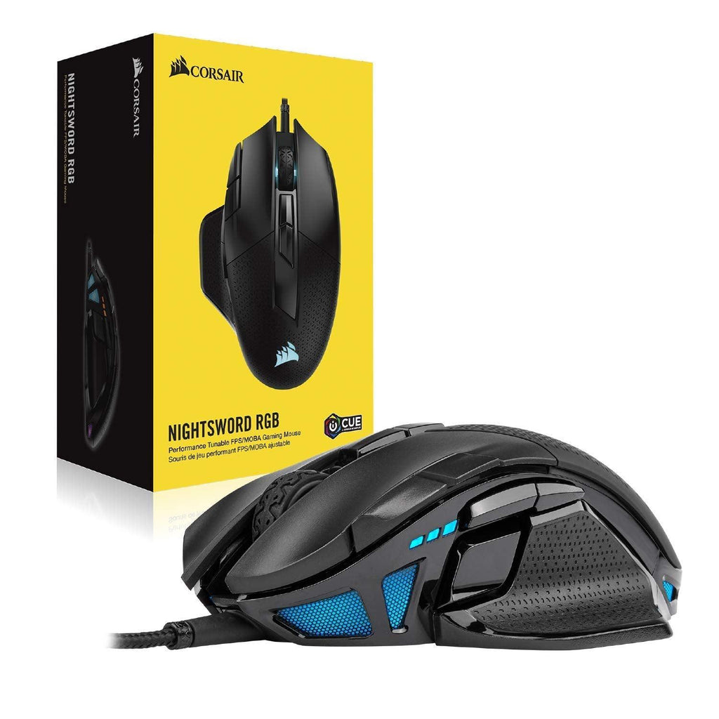 Corsair Nightsword RGB, Performance Tunable FPS/MOBA Gaming Mouse, 18000 DPI - Black, Wired