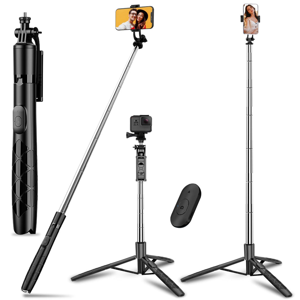 Wecool S5s Selfie Stick with Tripod Stand 360 Degree, Extendable upto 62 inch Long Selfie Stick with 6 Section Stable Base for Mobile/GoPro/Camera, Perfect for Vlogging, PhotoShoot & Virtual Meetings