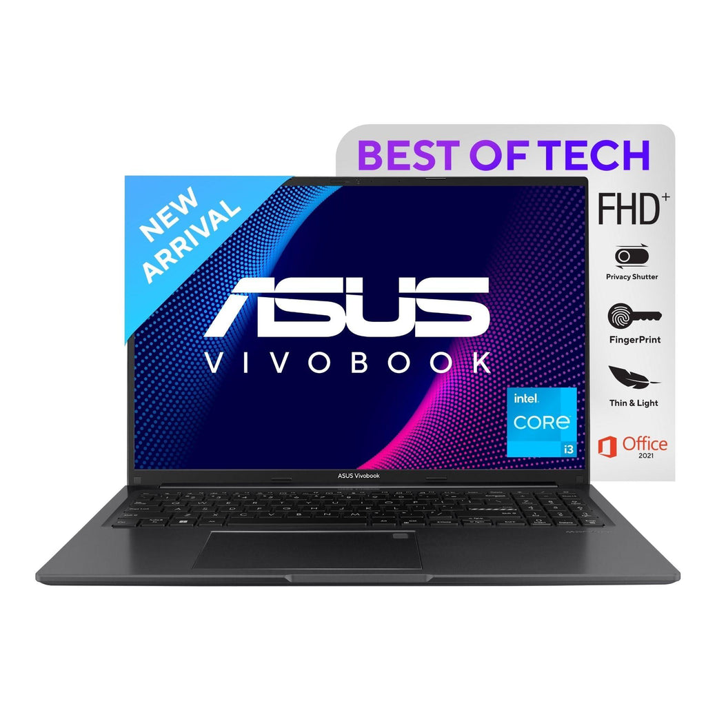 ASUS Vivobook 16, IntelCore i3-1215U 12th Gen, Thin and Light Laptop, 16-inch (40.64 cm) FHD+, (8 GB RAM/512GB SSD/Windows 11/Fingerprint/Black/1.88kg), X1605ZAB-MB322WS