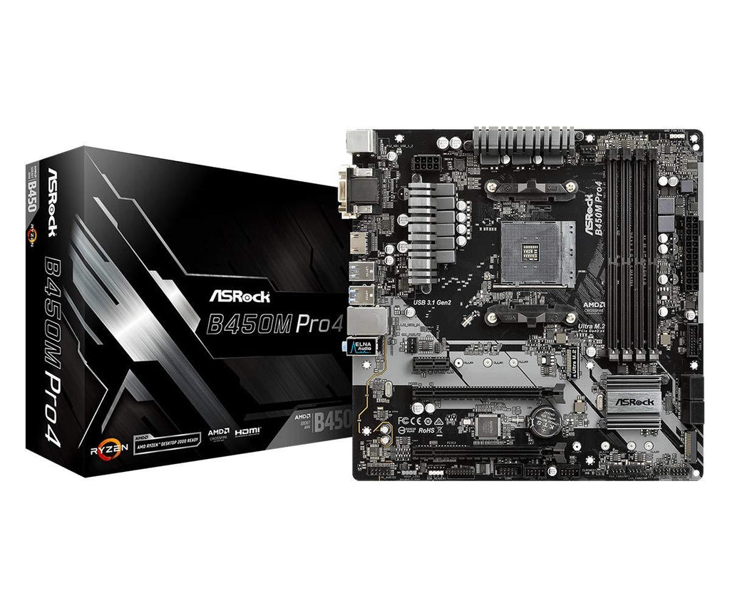 ASRock B450M PRO4 MicroATX Motherboard Socket AM4 DDR4