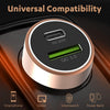 Duracell 38W Fast Car Charger Adapter with Dual Output. Quick Charge, Type C PD 20W & Qualcomm Certified 3.0 Compatible for iPhone, All Smartphones, Tablets & More (Copper & Black)