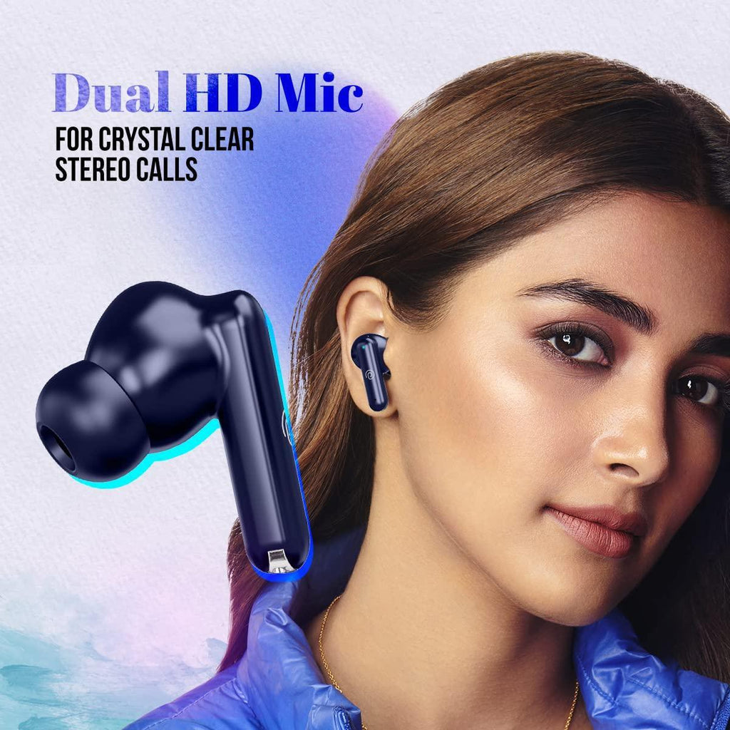 pTron Bassbuds Air in-Ear TWS Earbuds with 13mm Driver for Immersive Sound, 32Hrs Playtime, Clear Calls, Bluetooth V5.1, Touch Control, TypeC Fast Charging, Voice Assist & IPX4 Water Resistant - Triveni World