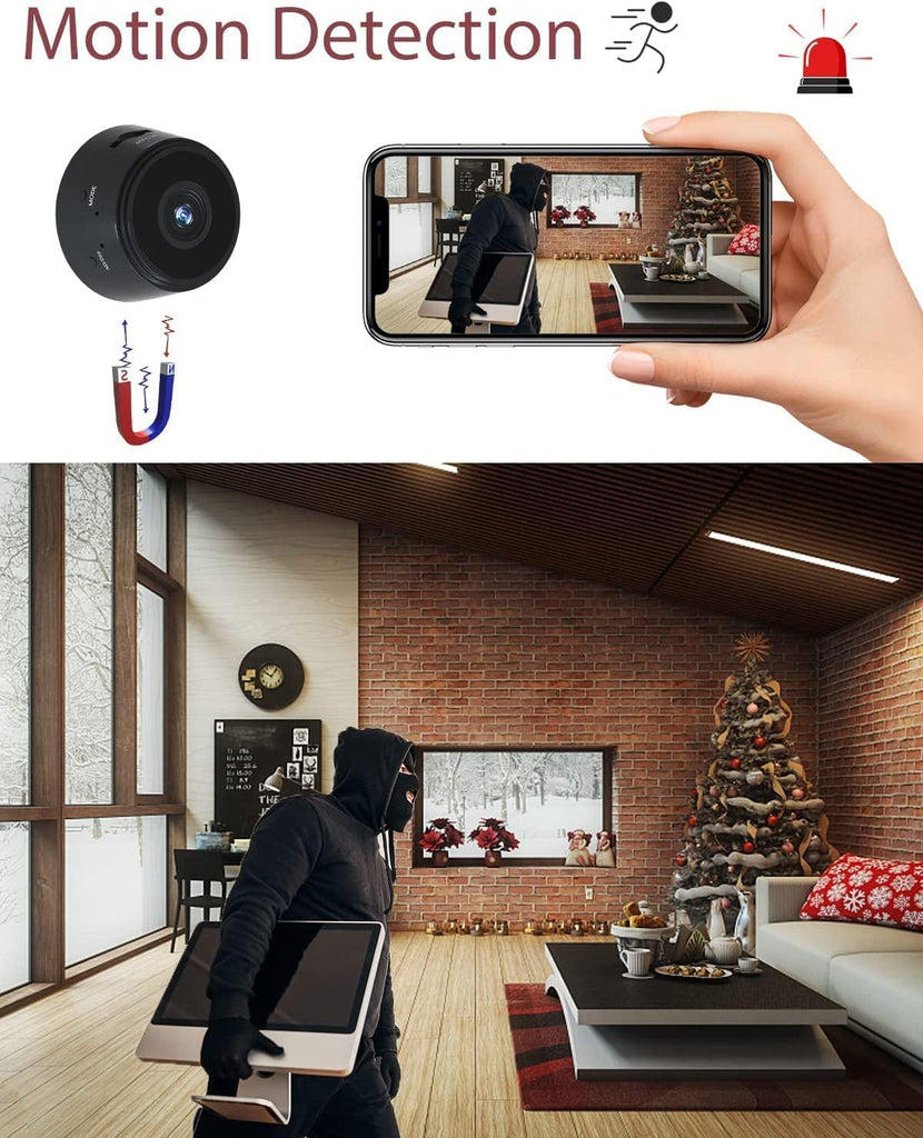 PKST Small 1080p HD Picture Quality Intelligent Indoor with Remote View Live Stream, Built-in Battery Motion Detection Wireless Remote View Home Security Camera (Magnet Camera)