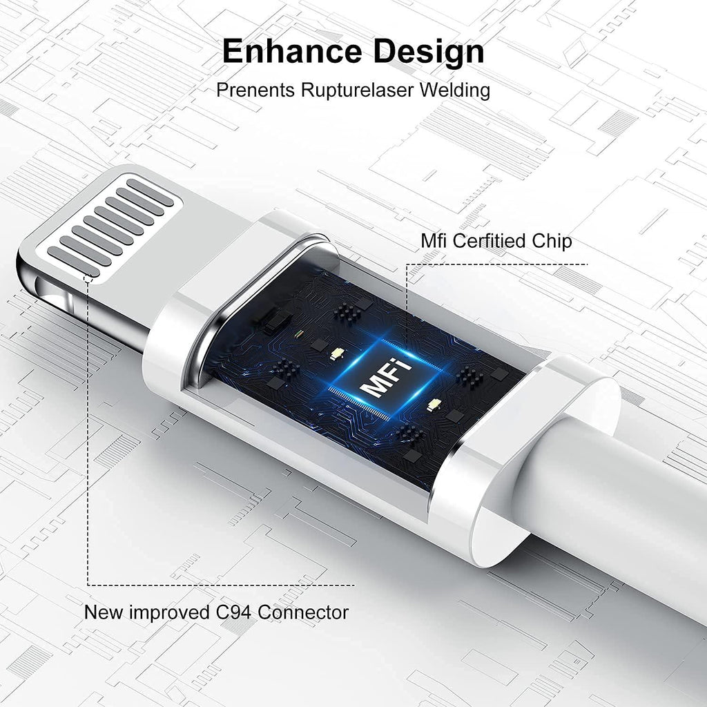 AILKIN CABLE Apple MFi Certified iPhone Charger Cable, Apple Lightning to USB Cable Cord, 2.4A Fast Charging, Apple Phone Long Chargers for iPhone 14/13/12/11/ X/XS/XR/8/7/6/SE Plus Pro Max Mini