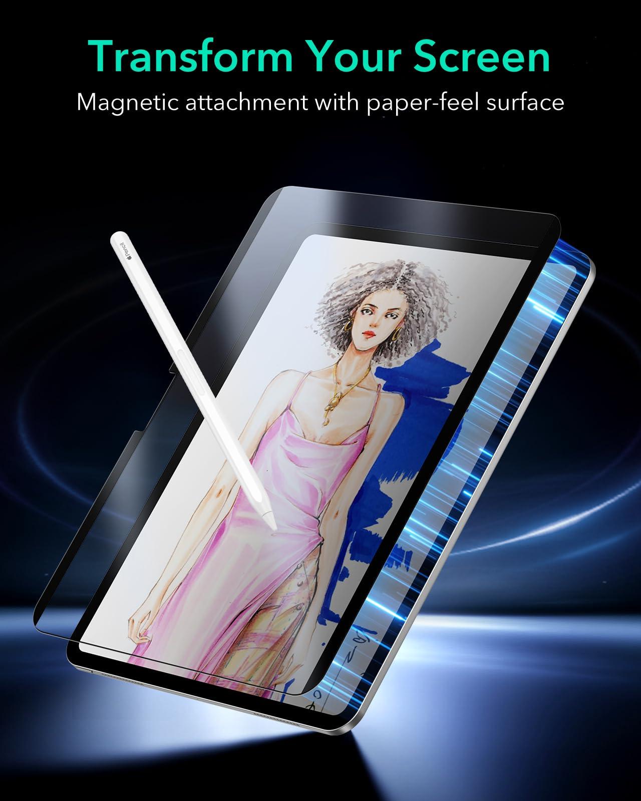 ESR iPad Air 11 inch M2 (2024) Paper-Feel Magnetic Screen Protector, Paper-Touch Guard for Air 6, Write and Draw Like on Paper, Detachable and Reusable, Compatible with Tempered Film, Matte Finish